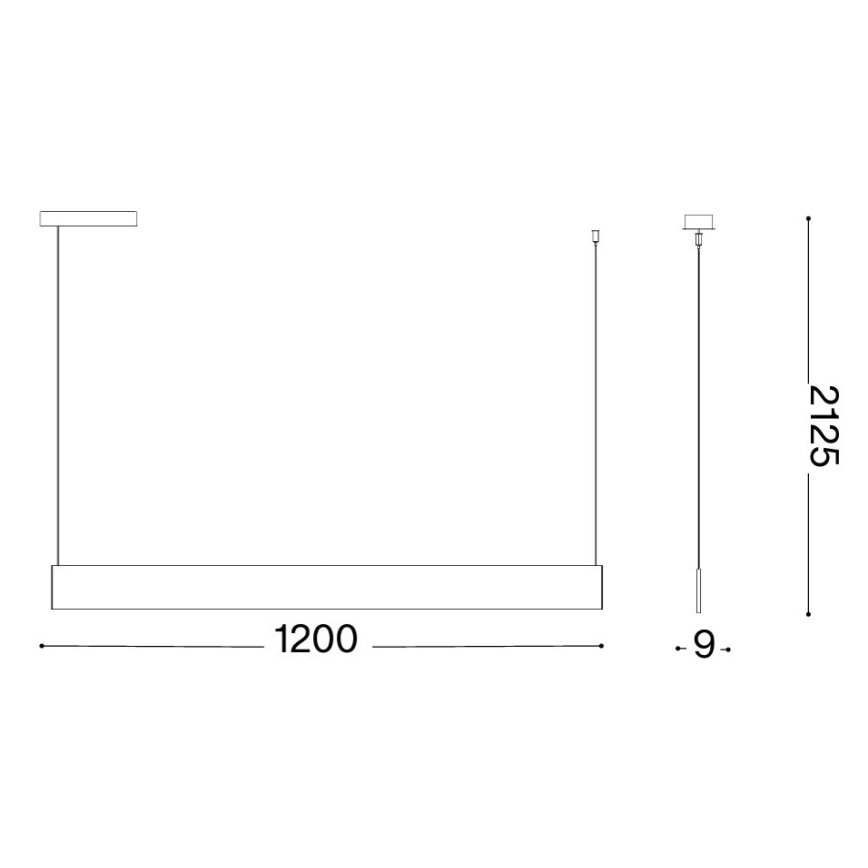 Ideal Lux - Lustre LED suspenso por cabo STEEL LED/24W/230V 3000K CRI 90 120 cm preto