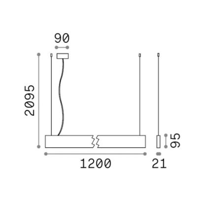 Ideal Lux - Lustre LED suspenso por cabo STEEL LED/29W/230V 4000K CRI 90 120 cm preto