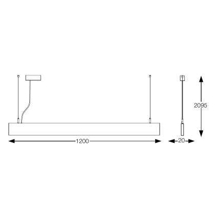 Ideal Lux - Lustre LED suspenso por cabo STEEL LED/29W/230V 4000K CRI 90 120 cm preto