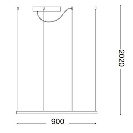 Ideal Lux - Lustre LED suspenso por cabo ORACLE SLIM LED/53W/230V 3000K CRI 90 90x90 cm preto