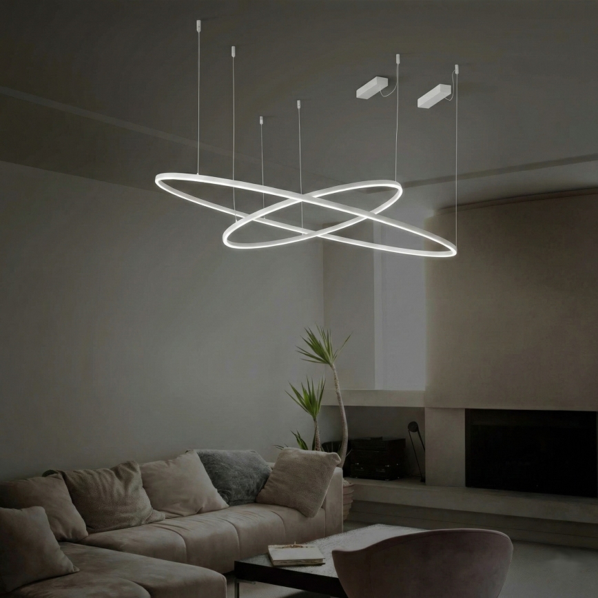 Ideal Lux - Lustre LED suspenso por cabo ORACLE SLIM LED/37W/230V 4000K CRI 90, diâmetro 70 cm, branco