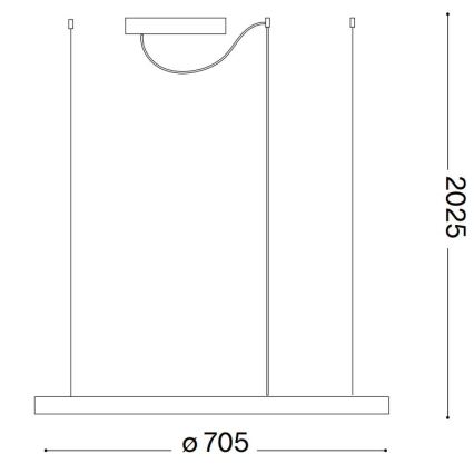 Ideal Lux - Lustre LED suspenso por cabo ORACLE SLIM LED/37W/230V 4000K CRI 90, diâmetro 70 cm, branco