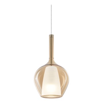 Ideal Lux - Lustre suspenso com cabo KALIQUE 1xE27/42W/230V Ø 18 cm bege fumê