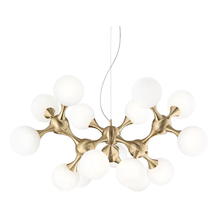 Ideal Lux - Lustre suspenso em cabo NODI 15xE14/28W/230V Ø 105 cm latão/branco