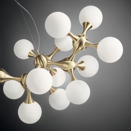 Ideal Lux - Lustre suspenso em cabo NODI 15xE14/28W/230V Ø 105 cm latão/branco