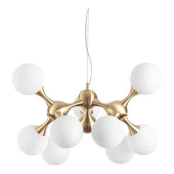 Ideal Lux - Lustre suspenso em cabo NODI 9xE14/28W/230V Ø 80 cm latão/branco