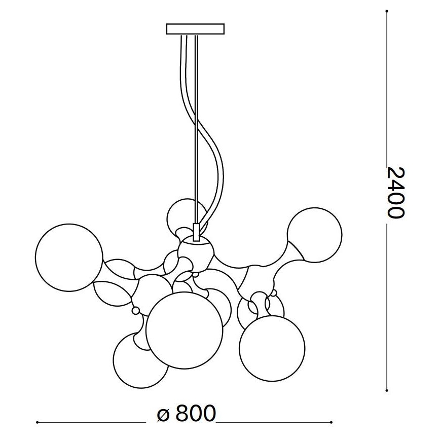 Ideal Lux - Lustre suspenso em cabo NODI 9xE14/28W/230V Ø 80 cm latão/branco