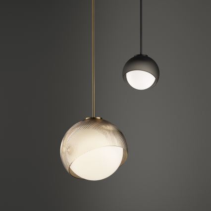Ideal Lux - Lustre suspenso com cabo BLOOM 1xE27/42W/230V Ø 30 cm dourado/bege fumê