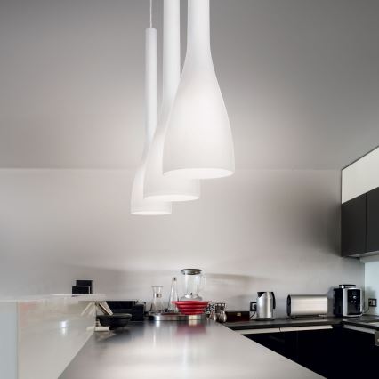 Ideal Lux - Lustre suspenso por cabo FLUT 1xE14/40W/230V diâmetro 10,5 cm branco