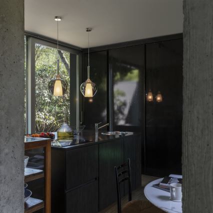 Ideal Lux - Lustre suspenso por cabo KALIQUE 1xE27/42W/230V Ø 18 cm, preto fumê