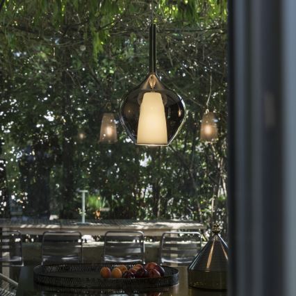 Ideal Lux - Lustre suspenso por cabo KALIQUE 1xE27/42W/230V Ø 18 cm, preto fumê