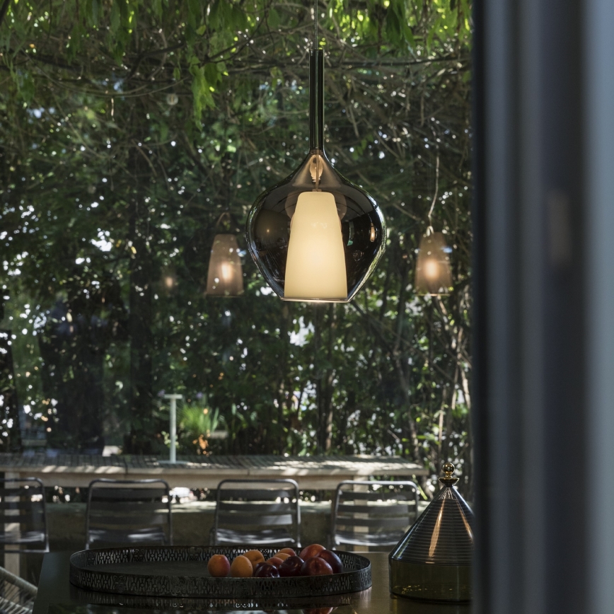 Ideal Lux - Lustre suspenso por cabo KALIQUE 1xE27/42W/230V Ø 18 cm, preto fumê