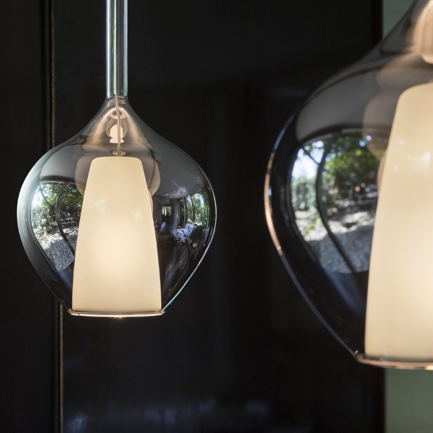 Ideal Lux - Lustre suspenso por cabo KALIQUE 1xE27/42W/230V Ø 18 cm, preto fumê