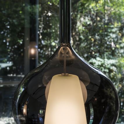 Ideal Lux - Lustre suspenso por cabo KALIQUE 1xE27/42W/230V Ø 18 cm, preto fumê