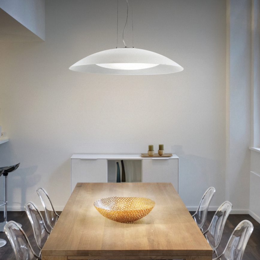 Ideal Lux - Lustre suspenso por cabo LENA 3xE27/60W/230V Ø 64 cm branco