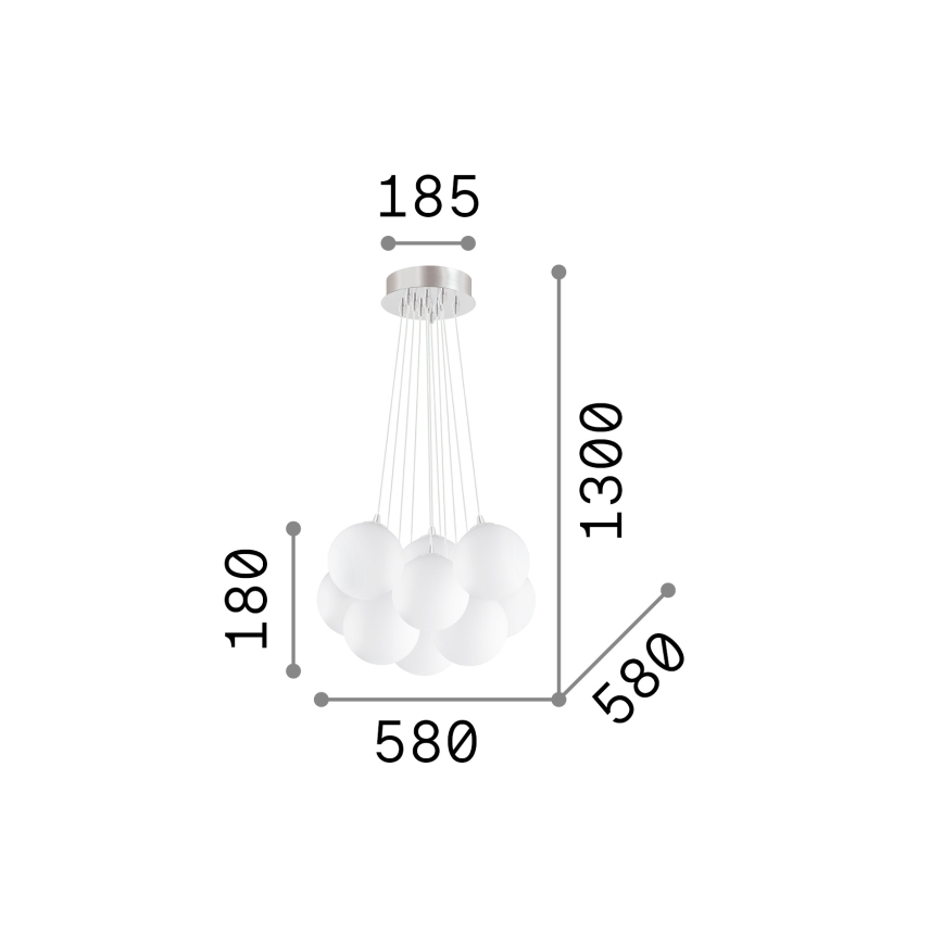 Ideal Lux - Lustre suspenso por cabo MAPA 11xE14/40W/230V, diâmetro 58 cm, branco