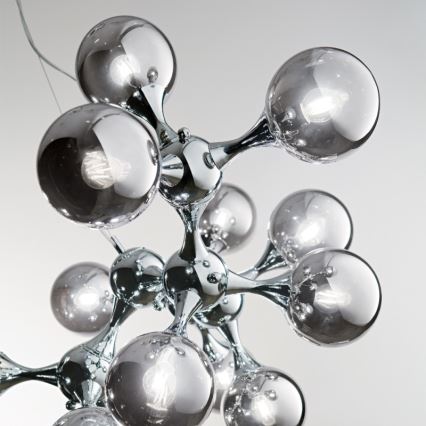 Ideal Lux - Lustre suspenso por cabo NODI, 15 soquetes E14, 28 W, 230 V, Ø 105 cm, acabamento cromado brilhante