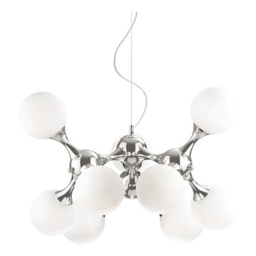 Ideal Lux - Lustre suspenso por cabo NODI 9xE14/28W/230V Ø 80 cm cromado brilhante/branco