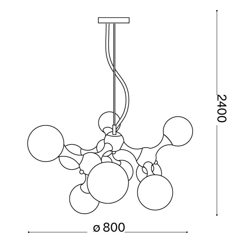 Ideal Lux - Lustre suspenso por cabo NODI 9xE14/28W/230V Ø 80 cm cromado brilhante/branco