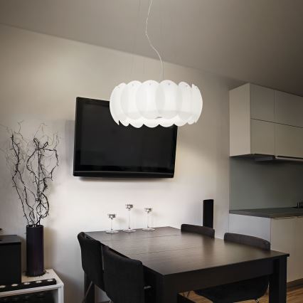Ideal Lux - Lustre suspenso por cabo OVALINO 5xE27/60W/230V Ø 44 cm branco