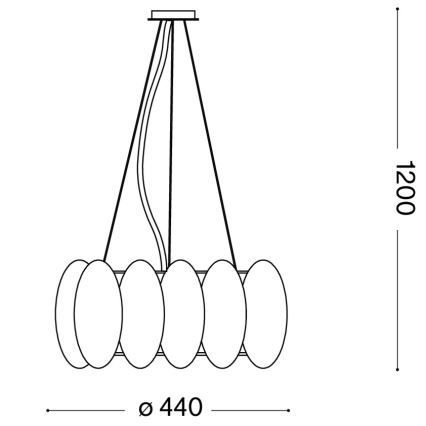 Ideal Lux - Lustre suspenso por cabo OVALINO 5xE27/60W/230V Ø 44 cm branco