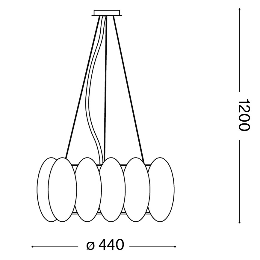 Ideal Lux - Lustre suspenso por cabo OVALINO 5xE27/60W/230V Ø 44 cm branco