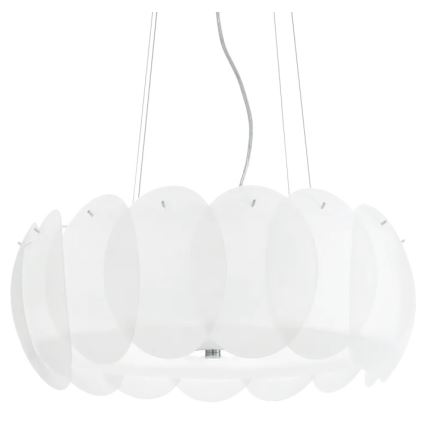 Ideal Lux - Lustre suspenso por cabo OVALINO 8xE27/60W/230V Ø 55 cm branco