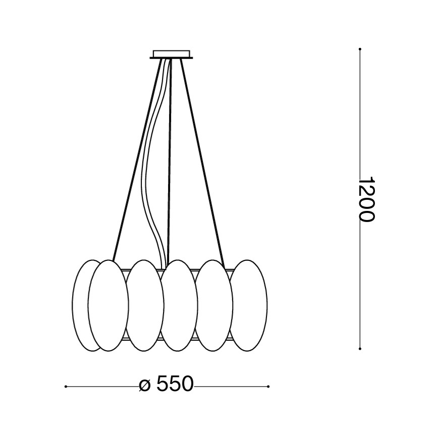 Ideal Lux - Lustre suspenso por cabo OVALINO 8xE27/60W/230V Ø 55 cm branco