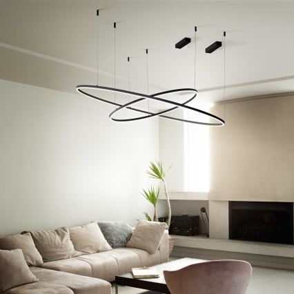 Ideal Lux - Lustre LED suspenso por cabo ORACLE SLIM LED/83W/230V 4000K IRC 90 diâmetro 150 cm preto