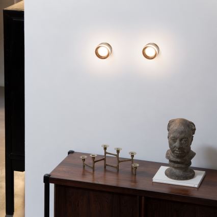 Ideal Lux - Candeeiro de tecto LED para casa de banho LOLLY 1xGX53/9W/230V diâmetro 10,5 cm IP44 dourado/bege fumado