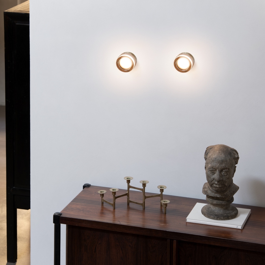 Ideal Lux - Candeeiro de tecto LED para casa de banho LOLLY 1xGX53/9W/230V diâmetro 10,5 cm IP44 dourado/bege fumado