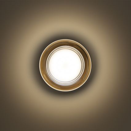 Ideal Lux - Candeeiro de tecto LED para casa de banho LOLLY 1xGX53/9W/230V diâmetro 10,5 cm IP44 dourado/bege fumado