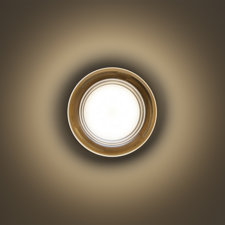 Ideal Lux - Candeeiro de tecto LED para casa de banho LOLLY 1xGX53/9W/230V diâmetro 10,5 cm IP44 dourado/bege fumado