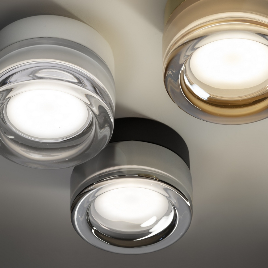 Ideal Lux - Candeeiro de tecto LED para casa de banho LOLLY 1xGX53/9W/230V diâmetro 10,5 cm IP44 dourado/bege fumado