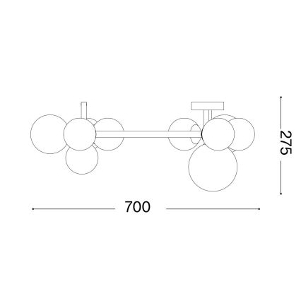 Ideal Lux - Lustre LED aplicado ao tecto PERLAGE 10xG9/3W/230V, diâmetro 70 cm, preto/preto fumê