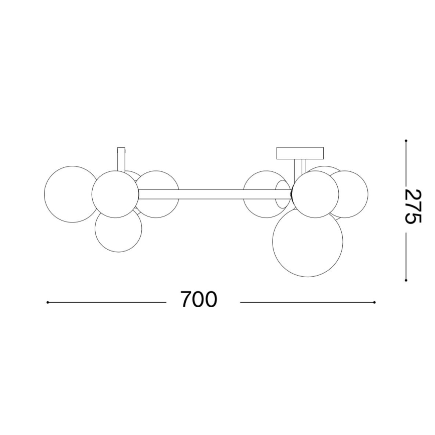 Ideal Lux - Lustre LED aplicado ao tecto PERLAGE 10xG9/3W/230V, diâmetro 70 cm, preto/preto fumê