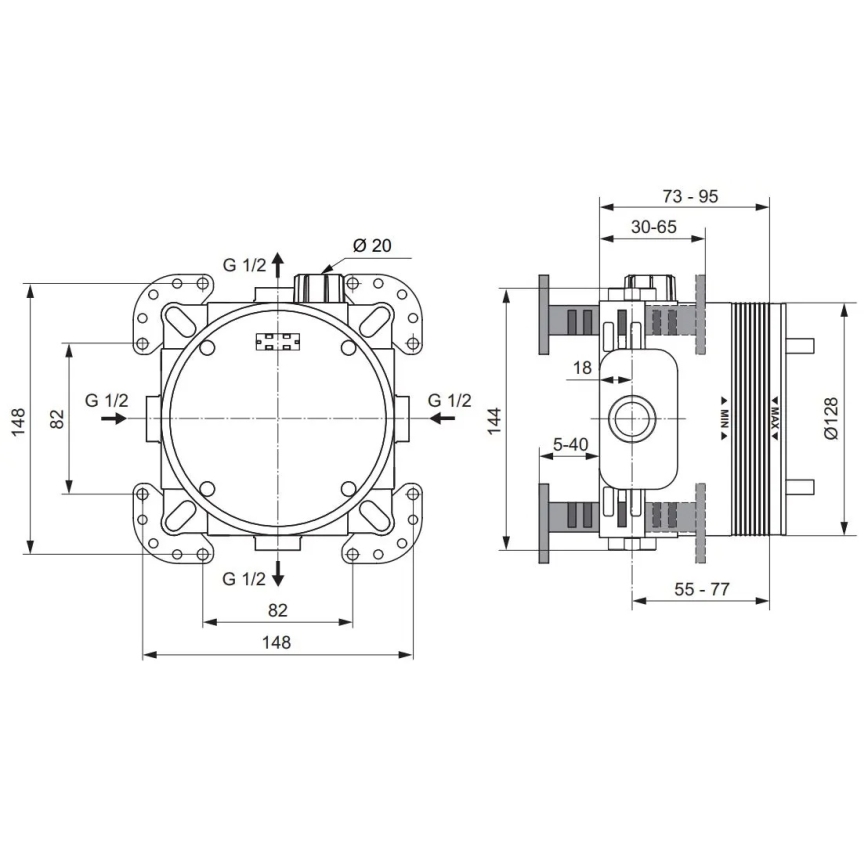 Ideal Standard A1000NU - Corpo de encastre para misturadores embutidos, azul