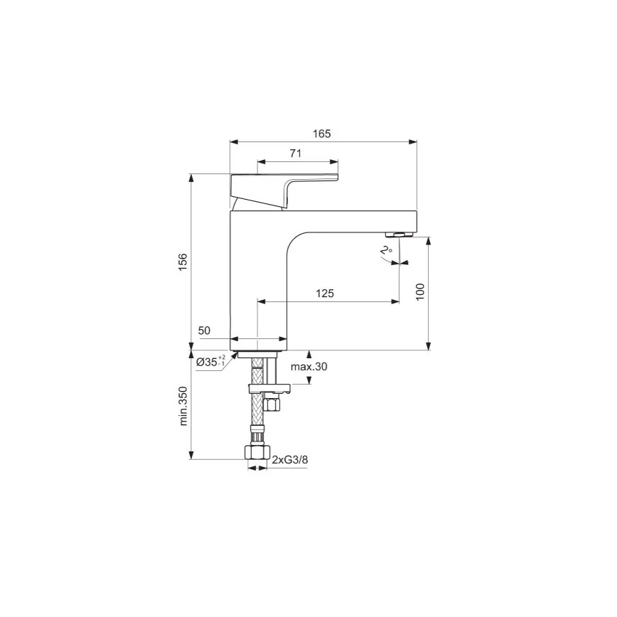 Ideal Standard A7105AA - Torneira para lavatório EDGE 15,6 cm, cromado brilhante
