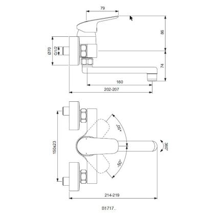 Ideal Standard B1717AA - Misturador de cozinha CERAFLEX cromado brilhante