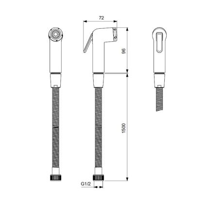 Ideal Standard BC180AA - Ducha manual para bidé IDEALSPRAY, 150 cm, acabamento em cromo brilhante