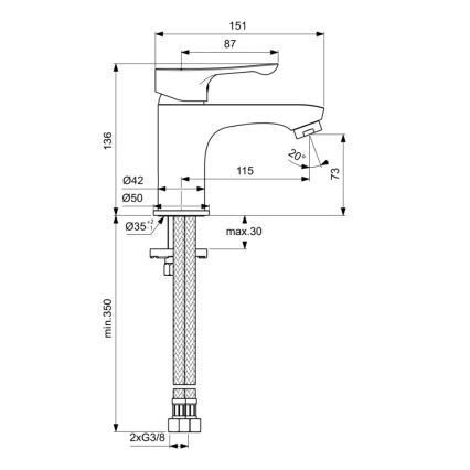 Ideal Standard BC552AA - Torneira de lavatório ALPHA 13,6 cm cromado brilhante