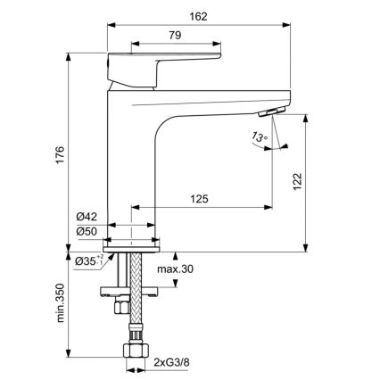 Ideal Standard BC554AA - Misturador para lavatório CERAFINE MODELO O 17,6 cm cromado brilhante