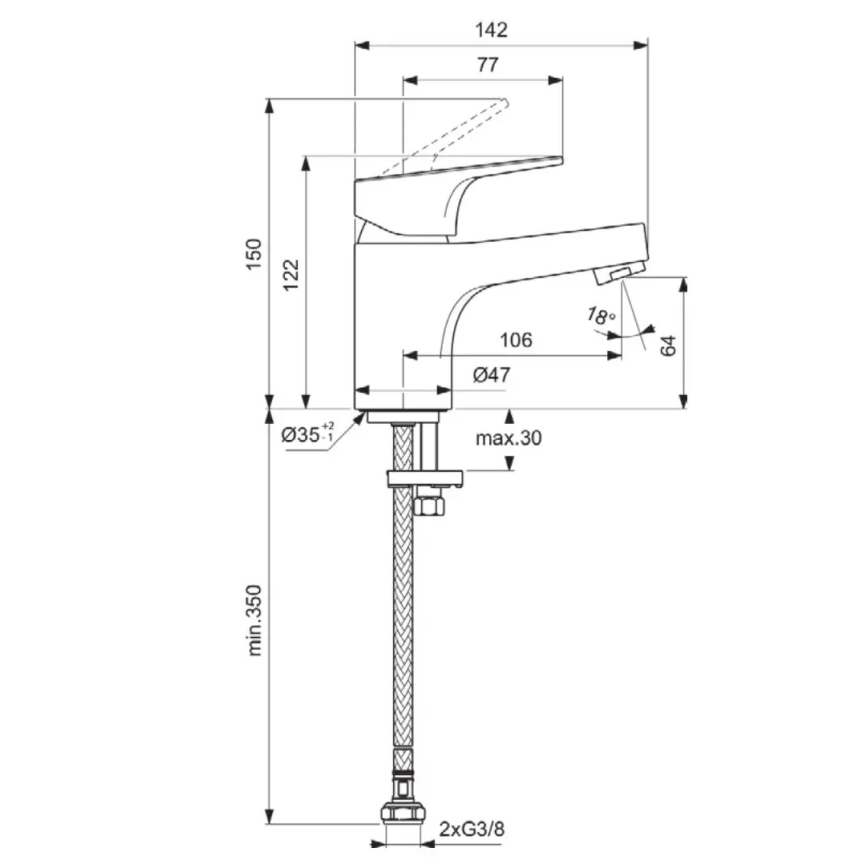 Ideal Standard BD391AA - Misturadora para lavatório CERABA 12,2 cm cromado brilhante