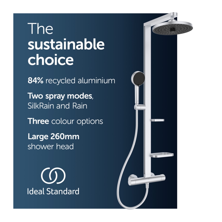 Ideal Standard BD583SI - Conjunto de duche com misturador termostático CERATHERM ALU+ em cromo mate