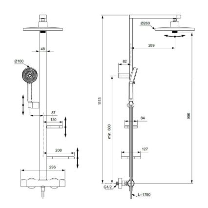 Ideal Standard BD583SI - Conjunto de duche com misturador termostático CERATHERM ALU+ em cromo mate