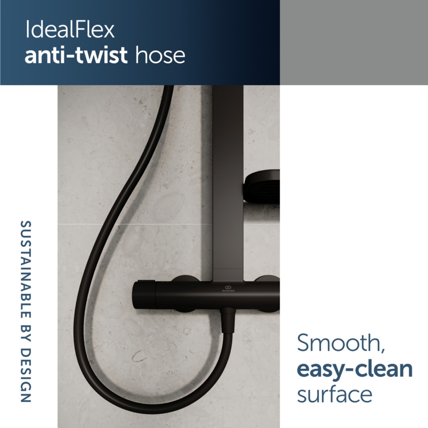 Ideal Standard BD583XG - Conjunto de duche com misturador CERATHERM ALU+ em preto fosco