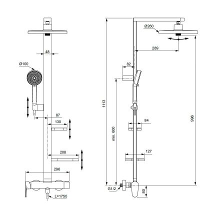 Ideal Standard BD584XG - Conjunto de duche com misturador CERAFLOW ALU+ preto mate