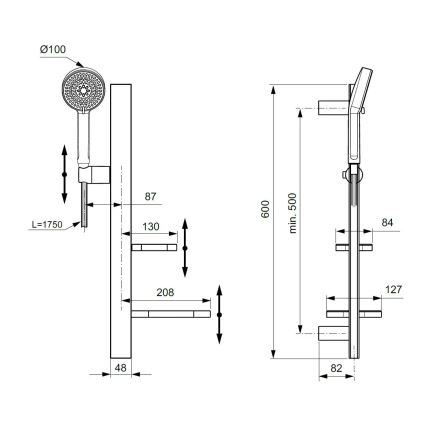 Ideal Standard BD586XG - Conjunto de duche IDEALRAIN ALU+ preto mate