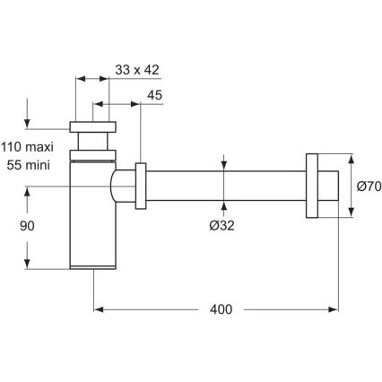 Ideal Standard D5859AA - Sifão para lavatório, acabamento cromado mate