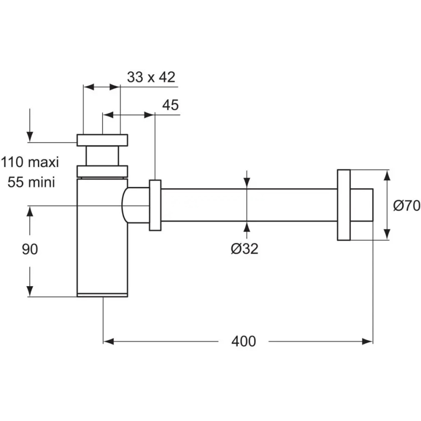 Ideal Standard D5859AA - Sifão para lavatório, acabamento cromado mate